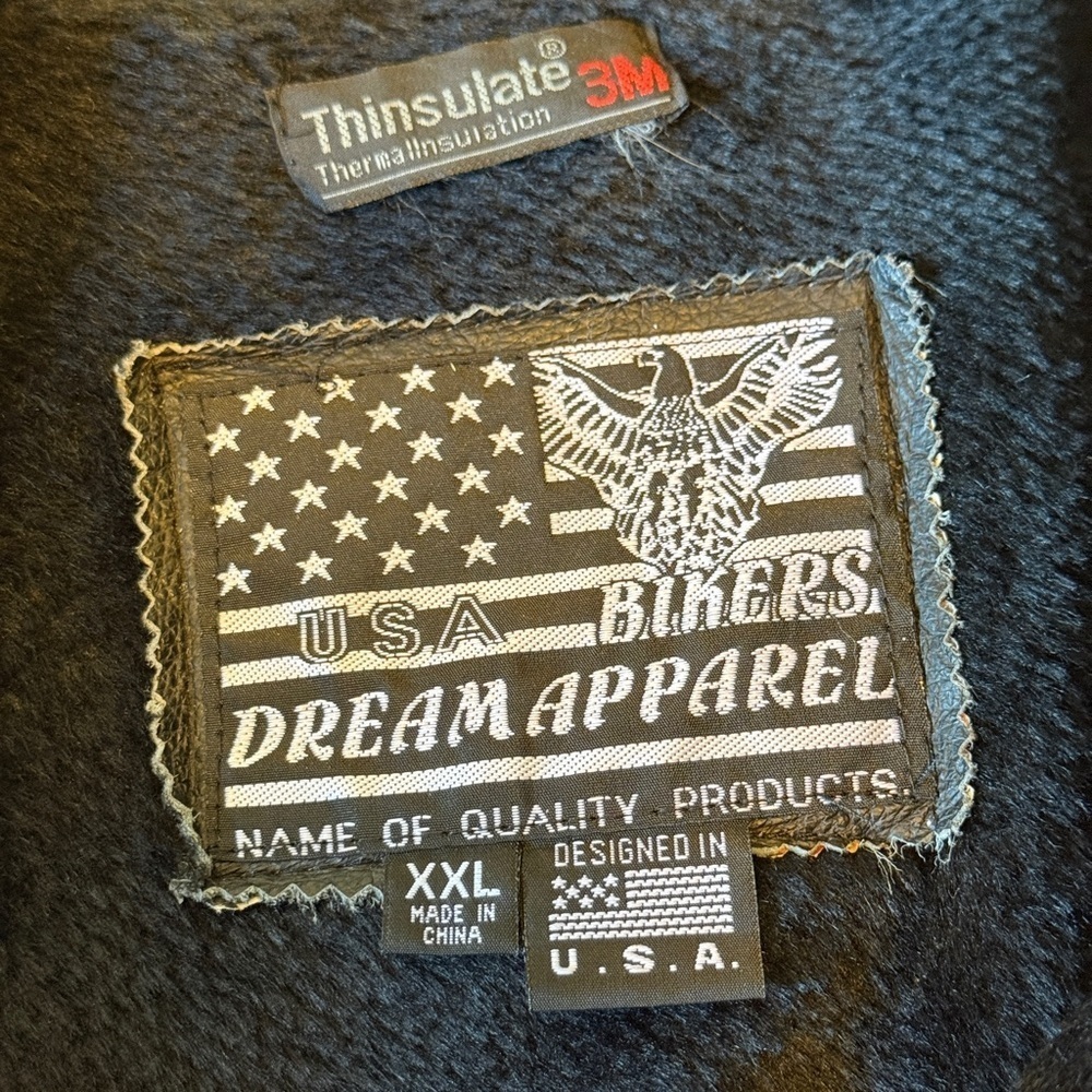 USA Bikers Dream Apparel Mens Size 2X Black Leather Motorcycle Jacket Thinsulate - Picture 5 of 16